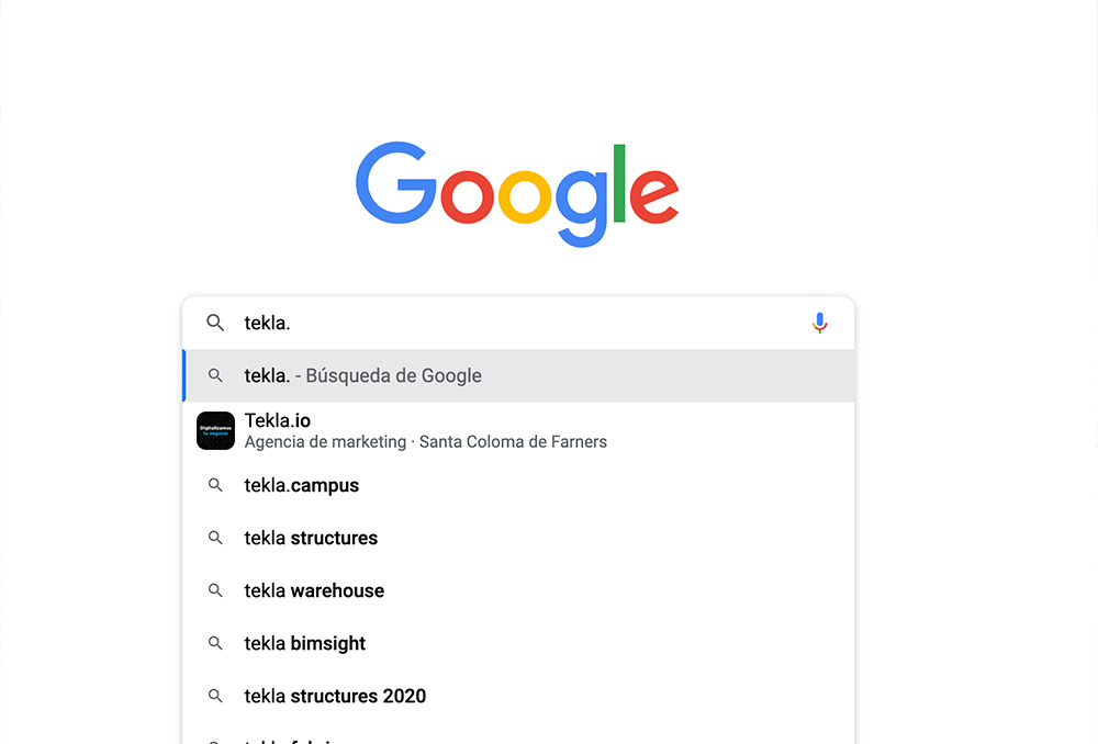 Captura de pantalla búsqueda Tekla en Google